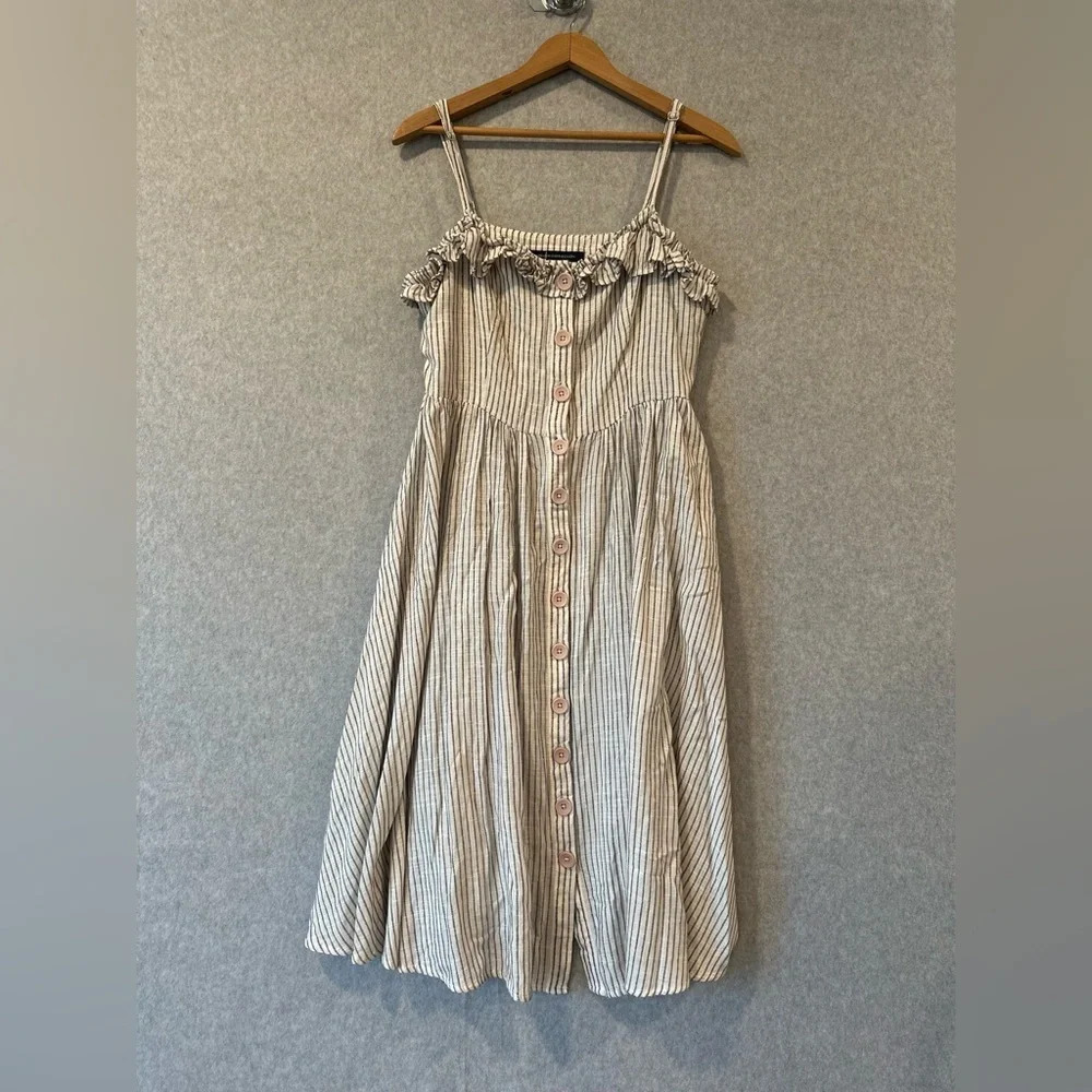 French Connection Button Front Laich Striped Ruff… - image 2